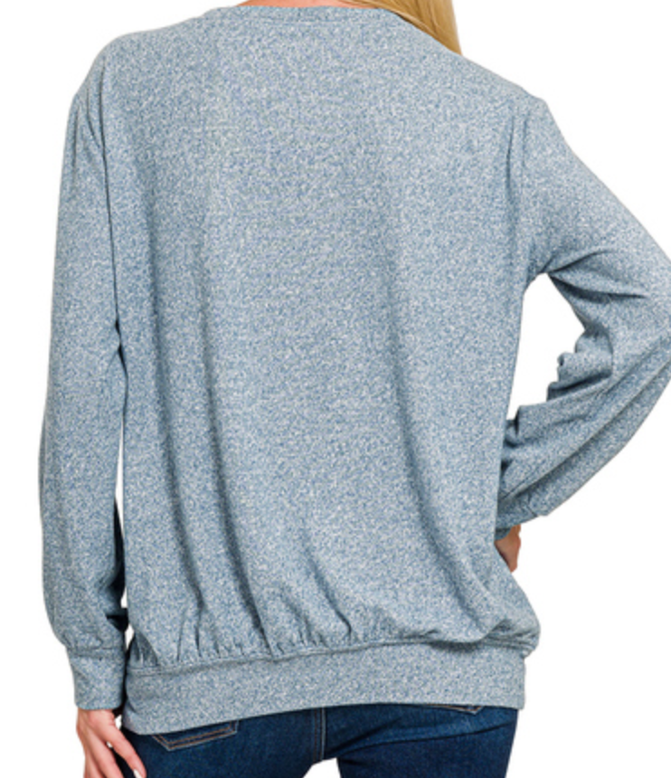 Melange Pullover Sweater DUSTY BLUE