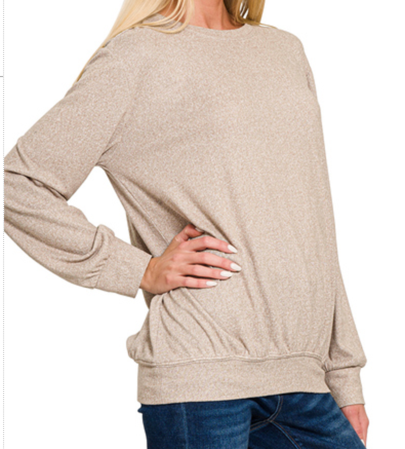 Melange Pullover Sweater ASH MOCHA