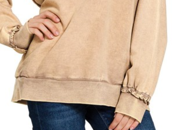 F/Terry Acid Wash Pocket Sweatshirt ASH MOCHA