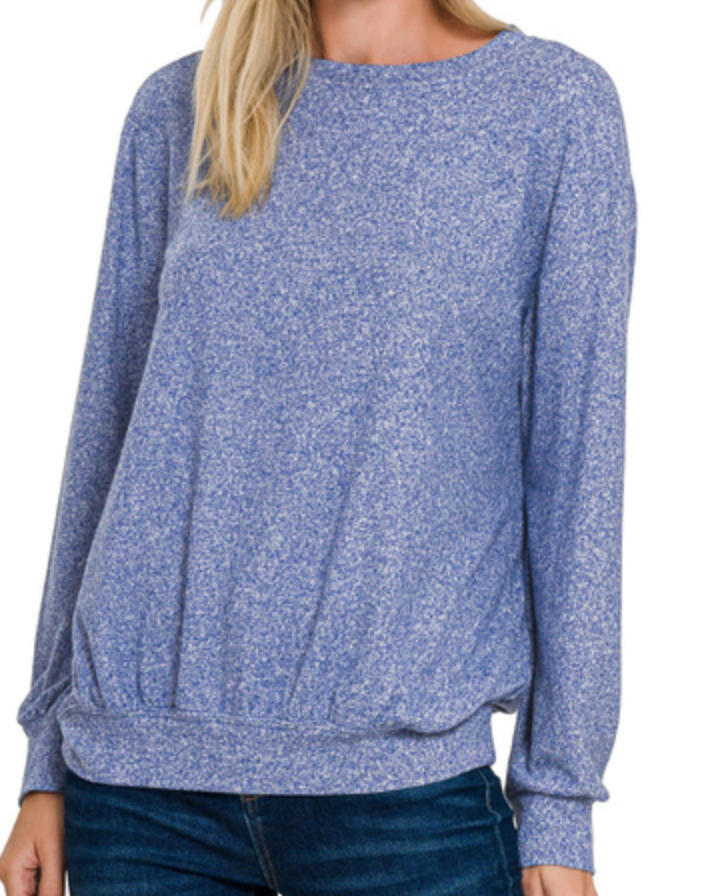 Melange Pullover Sweater NAVY