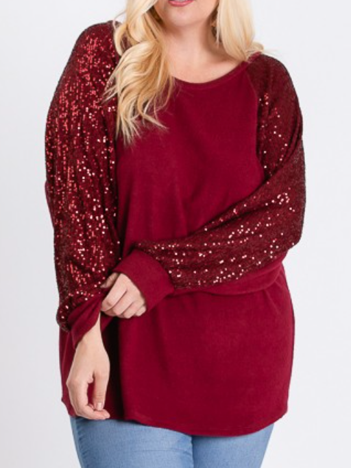 Holiday Sequin Bishop BURGUNDY