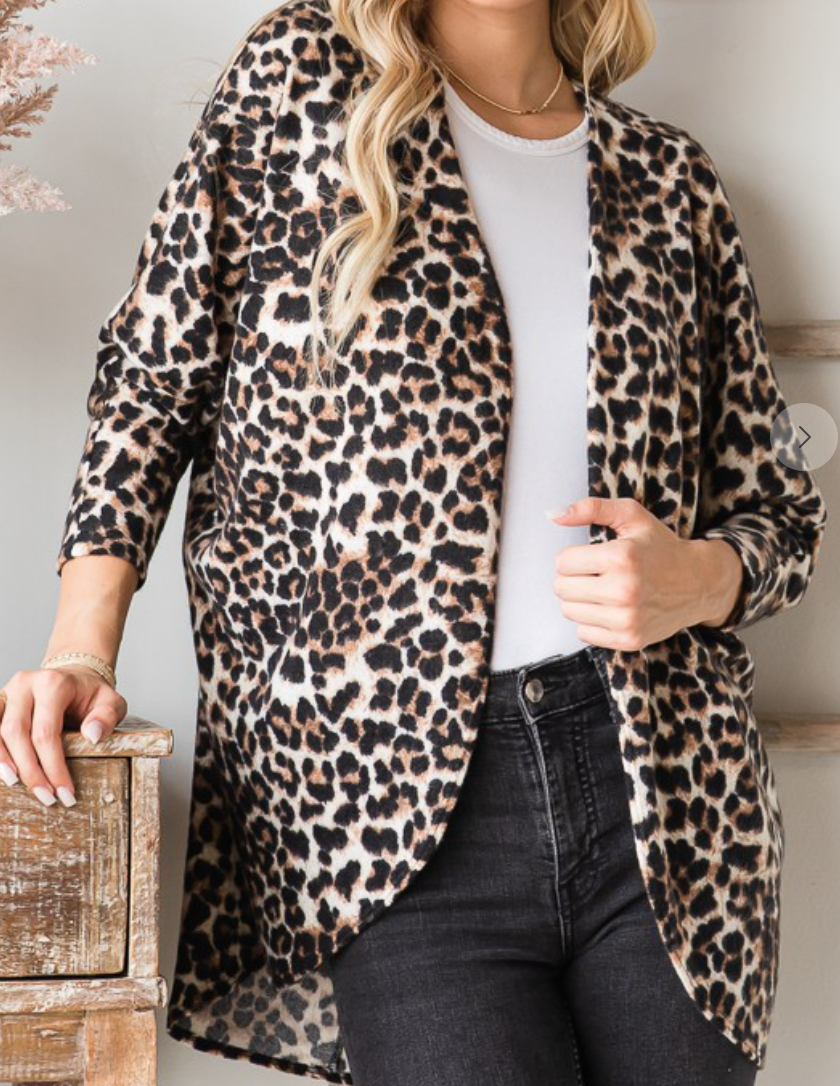 Leopard Print Cardi BROWN