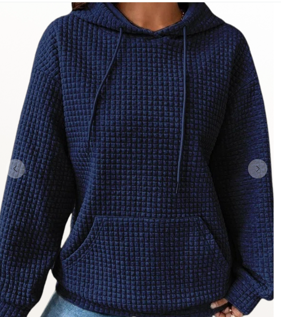 Bubble Texture Hoodie Sweatshirt NAVY