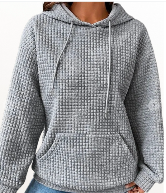 Bubble Texture Hoodie Sweatshirt GRAY