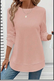 Waffle Texture Crew Neck PINK