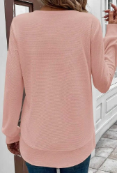 Waffle Texture Crew Neck PINK