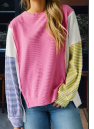 Striped Color Block Patchwork PINK