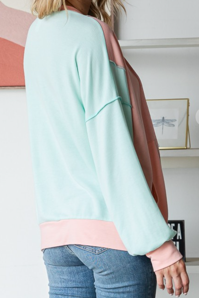 Avery Color Block Pullover MINT