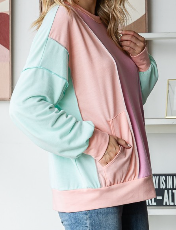 Avery Color Block Pullover MINT