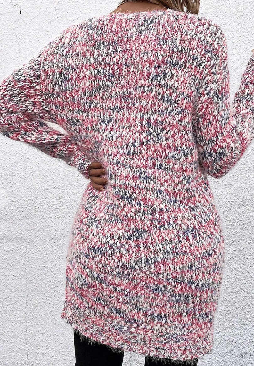 Abstract Cable Knit Cardi PINK