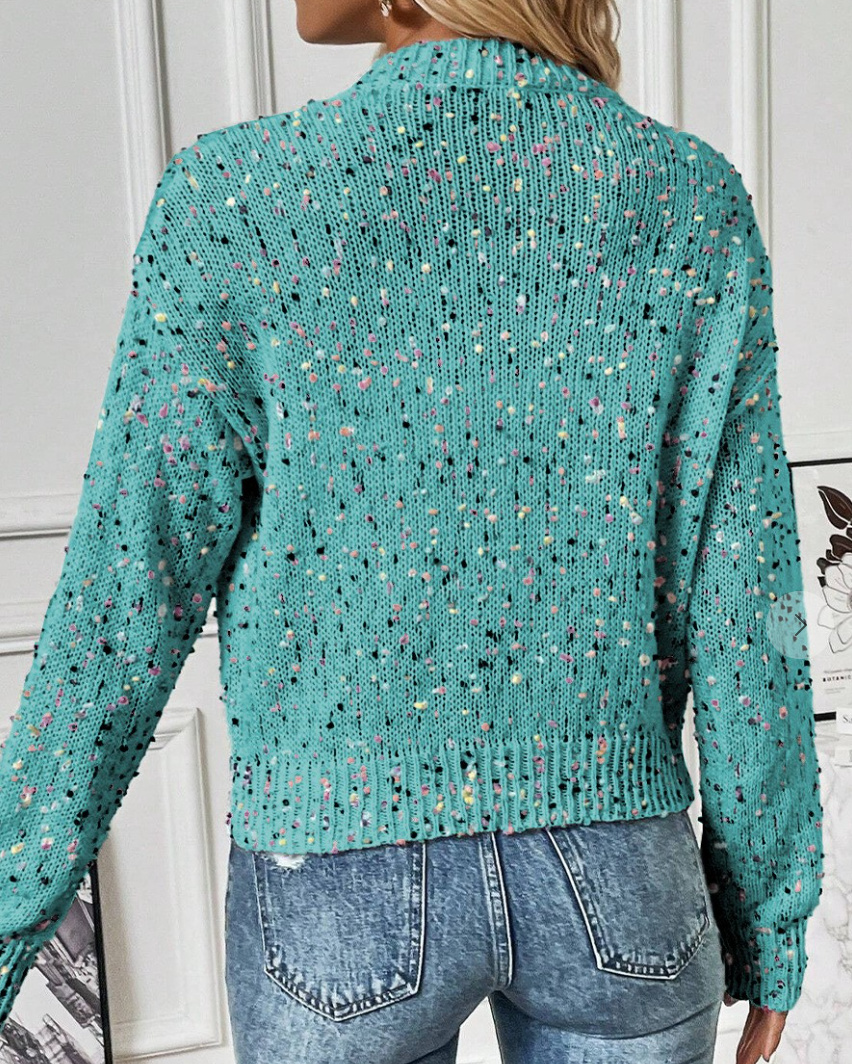 Confetti Button Cardi TEAL