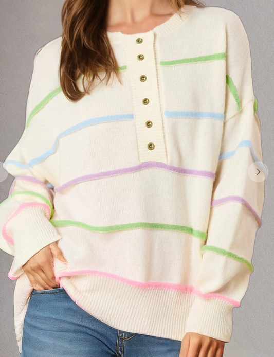 Spring Stripe Sweater WHITE