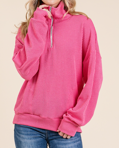 Urban Rib 1/4 Zip HOT PINK