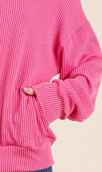 Urban Rib 1/4 Zip HOT PINK