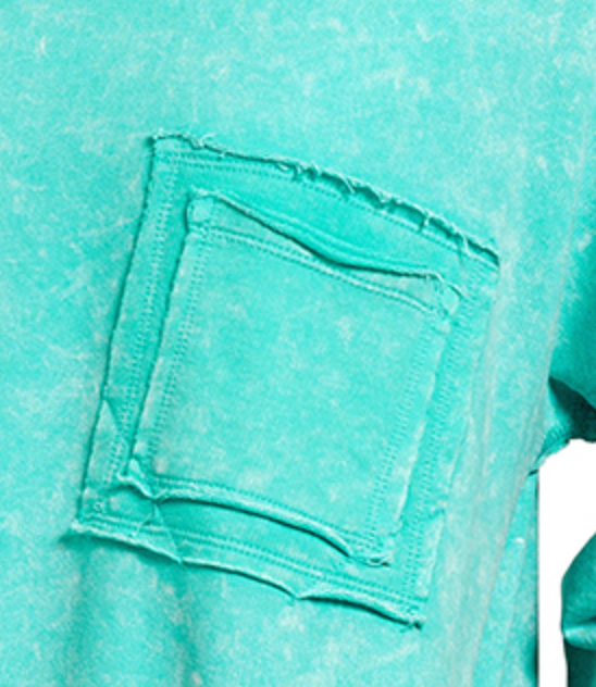 F/Terry Acid Wash Pocket TURQUOISE