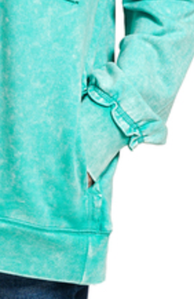 F/Terry Acid Wash Pocket TURQUOISE