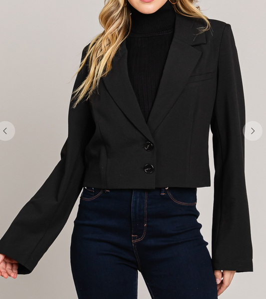 Crop Tencel Tailored Jacket BLACK