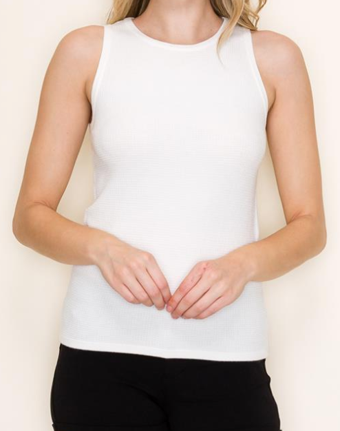 Waffle Textured Tank Sweater