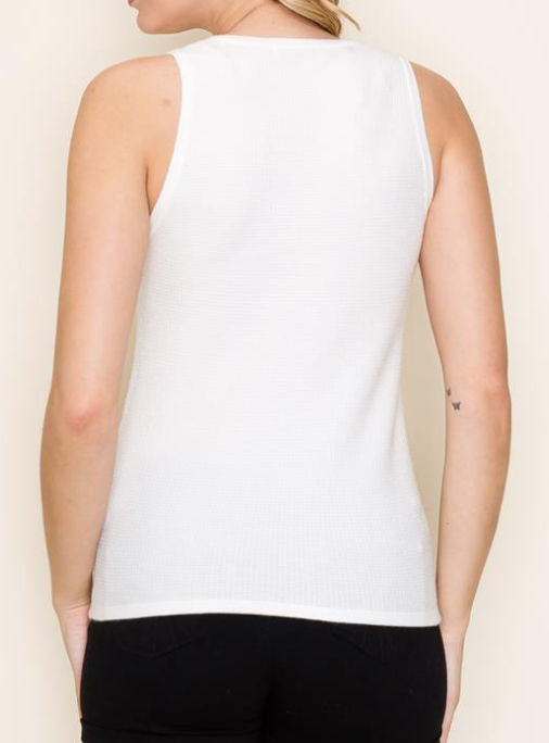 Waffle Textured Tank Sweater