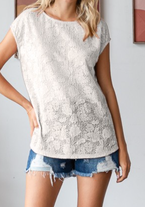 Textured Floral Burnout Knit CREAM