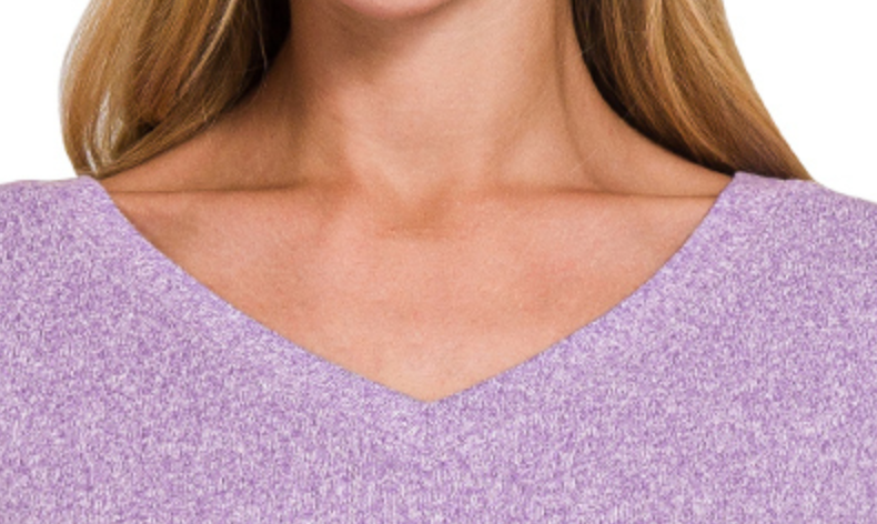 Hacci V~Neck Melange Tee LAVENDER