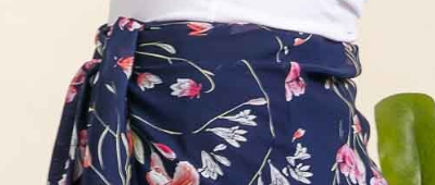 Floral Aline Chiffon Midi Skirt NAVY