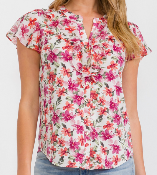 Floral Mix Media Blouse WISTERIA