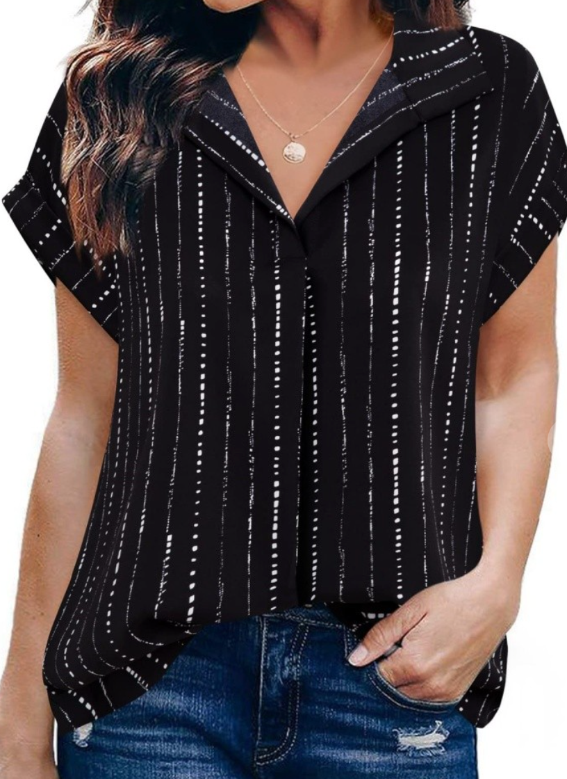 Jordyn V~Neck Stripe B&W