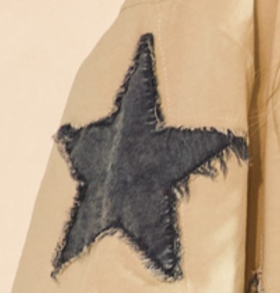 Denim Fray Star Tee CREAM