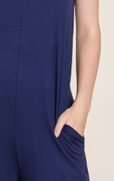 Sleeveless Romper W/ Pockets NAVY