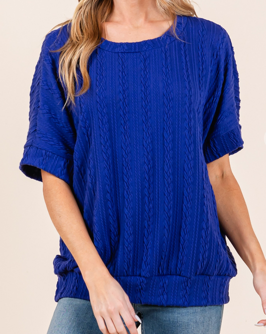 Bold Textured  Cable Knit ROYAL