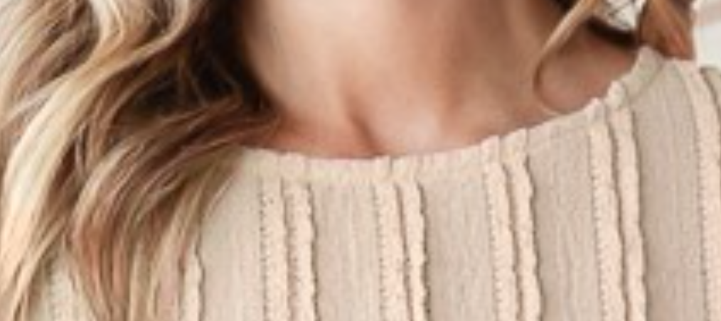 Vertical Textured Cap Sleeve BEIGE