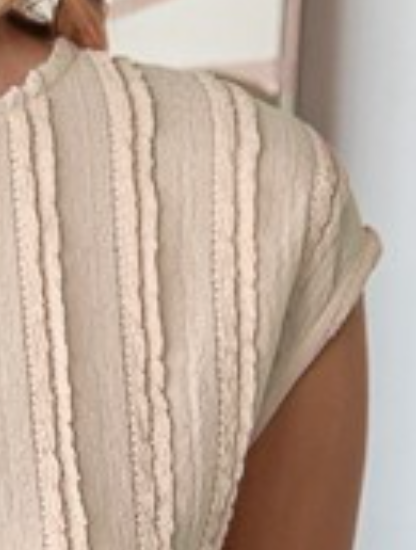 Vertical Textured Cap Sleeve BEIGE