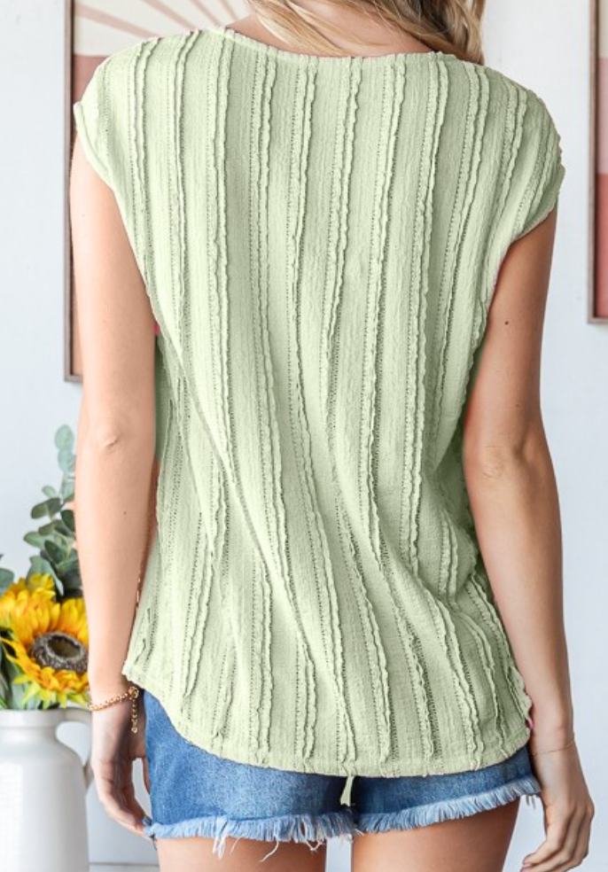 Vertical Textured Cap Sleeve SAGE