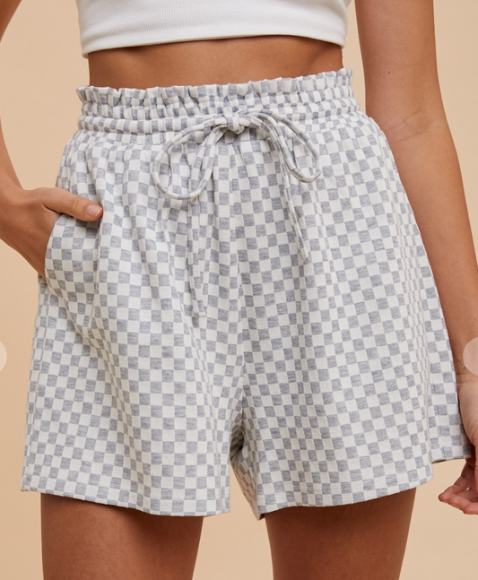 Checkered Knit Shorts GRAY