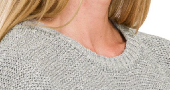 Oversized Crew Neck Cap Sweater GRAY
