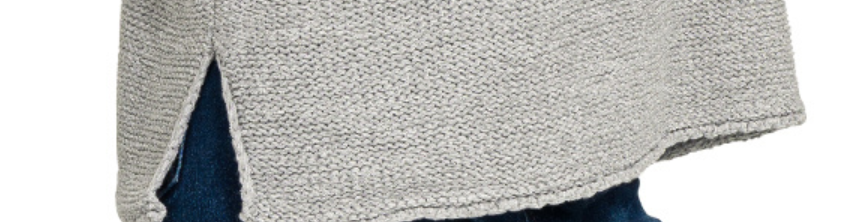 Oversized Crew Neck Cap Sweater GRAY