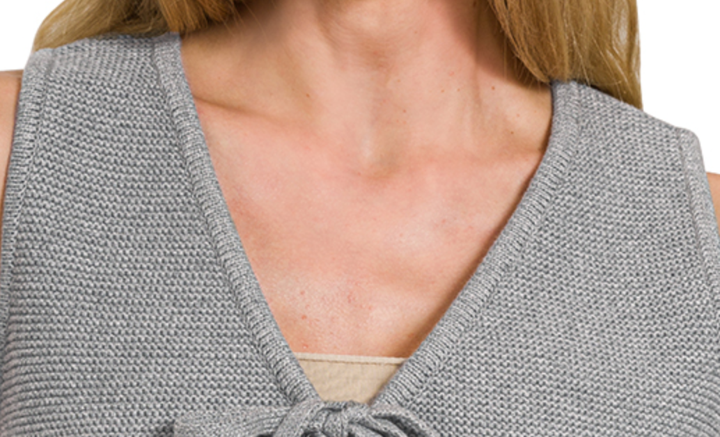 Tie Front Sweater Vest GRAY