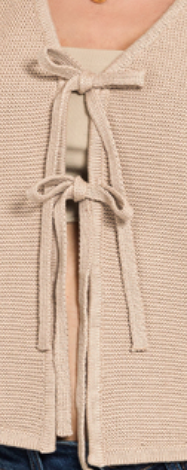 Tie Front Sweater Vest MOCHA