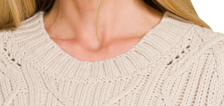 Cable Knit Cap Sweater SAND