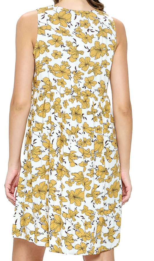 Babydoll Floral Dress MUSTARD
