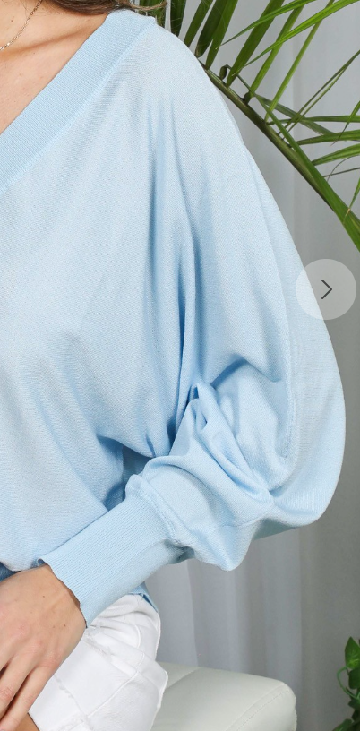 V~neck LightWeight Sweater ICE BLUE