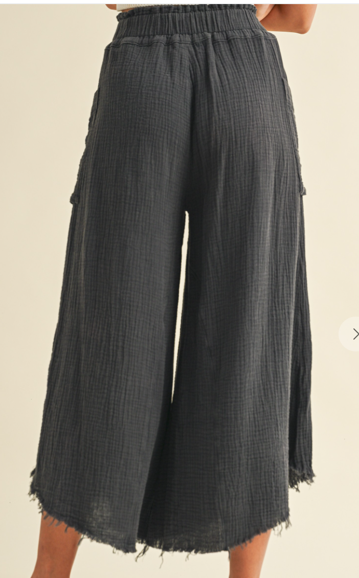 Mineral Wash Fray Boho Pant VINTAGE CHARCOAL