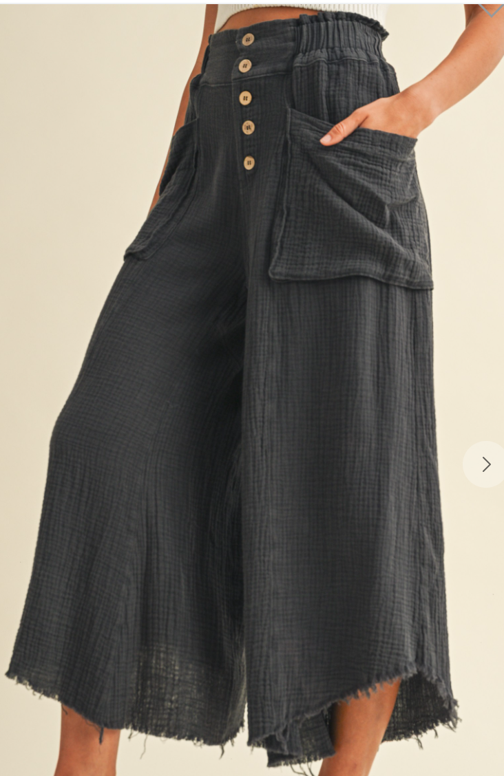 Mineral Wash Fray Boho Pant VINTAGE CHARCOAL