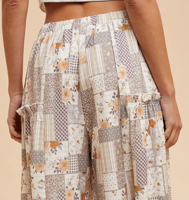 Patchwork Textured Wide Leg