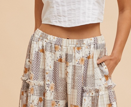 Patchwork Textured Wide Leg