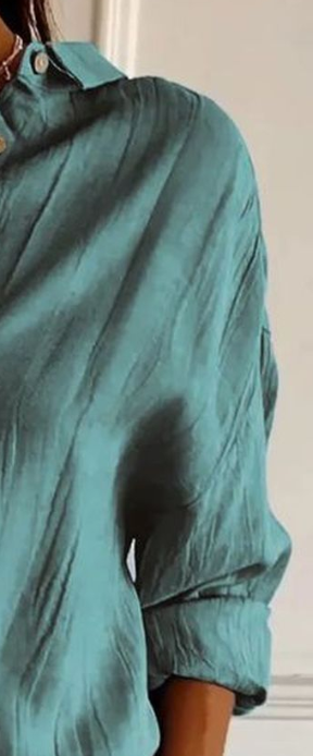 Ruched Lapel Button Down PEACOCK