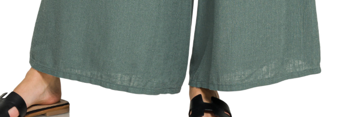 Linen Blend Wide Leg Pants 24.5" JADE