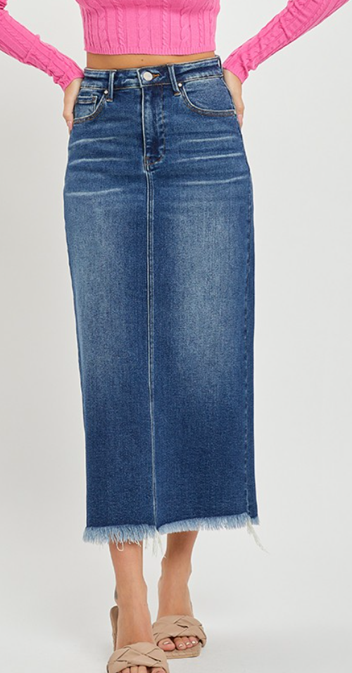 RISEN Frayed Long Pencil Skirt 34.5"