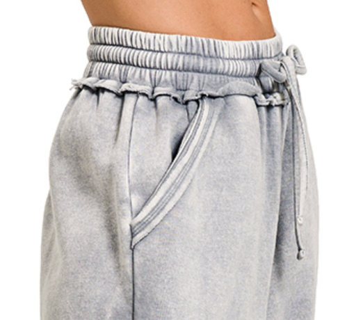 Acid Wash Palazzo Pants 30" SLEET